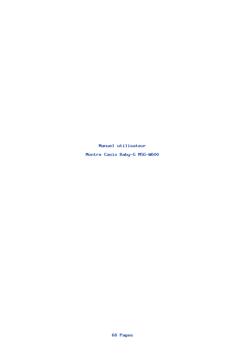Page 1 de la notice Manuel utilisateur Casio Baby-G MSG-W600
