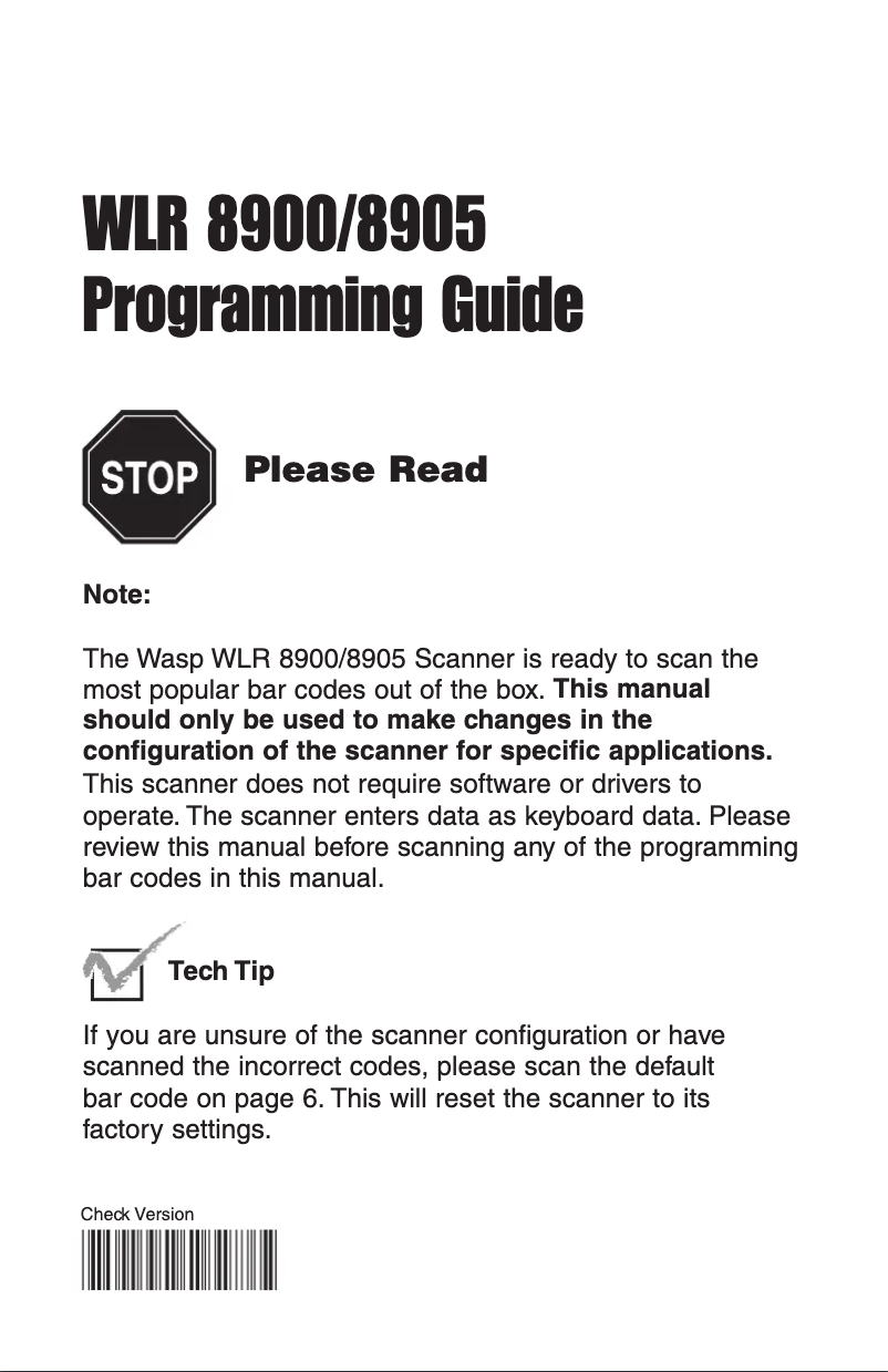 Page 1 of the manual User Manual Wasp WLR8900