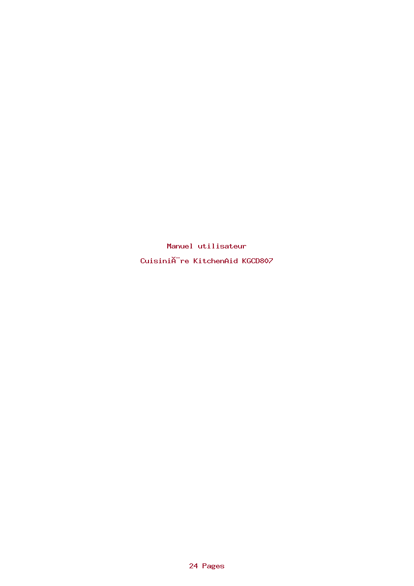 Page 1 de la notice Manuel utilisateur KitchenAid KGCD807
