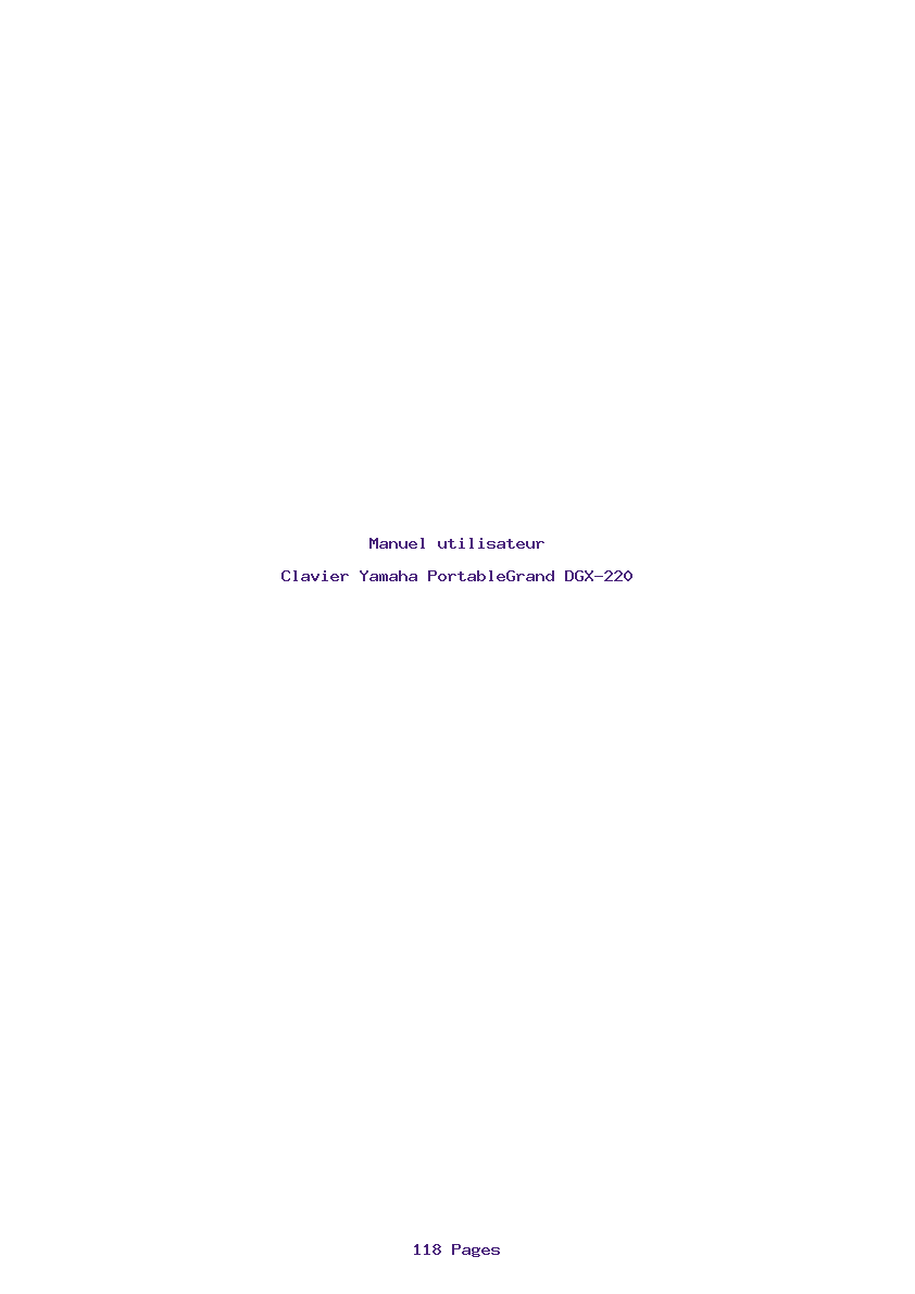 Page 1 de la notice Manuel utilisateur Yamaha PortableGrand DGX-220