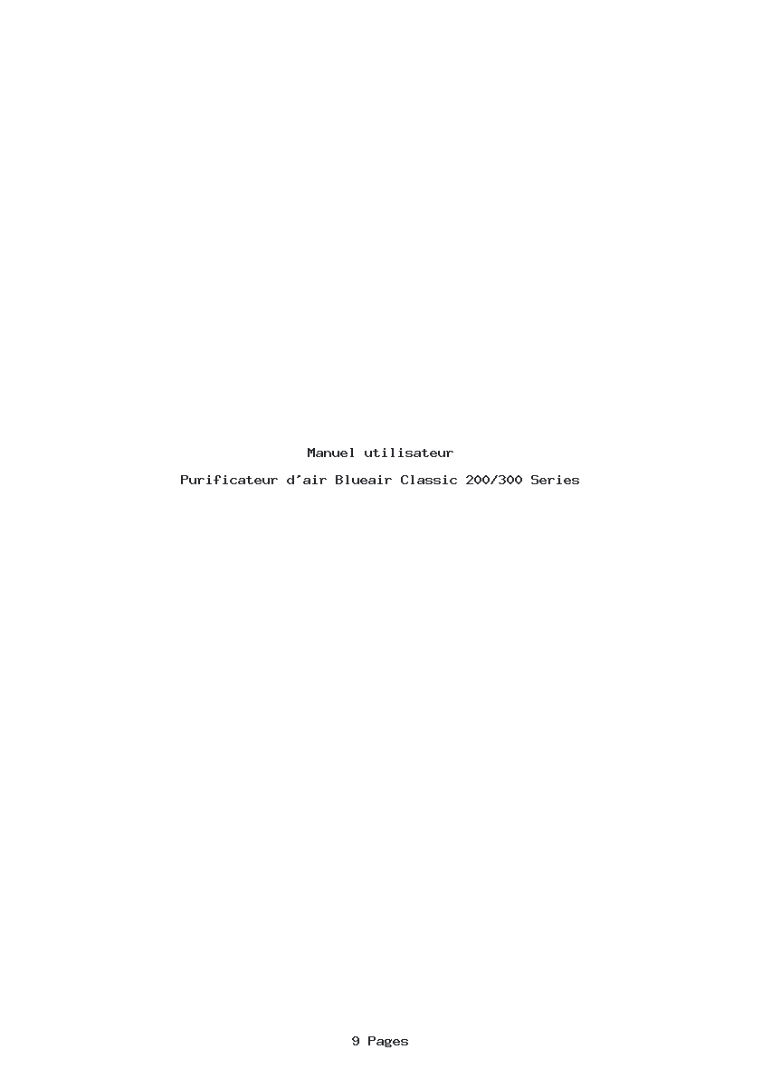 Page 1 de la notice Manuel utilisateur Blueair Classic 200/300 Series