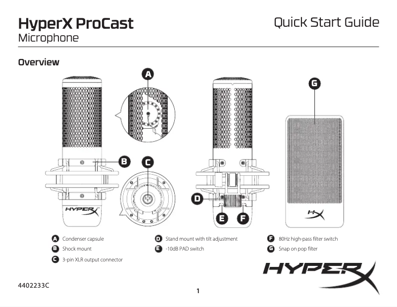 Página 1 del manual Guía de inicio rápido HyperX ProCast