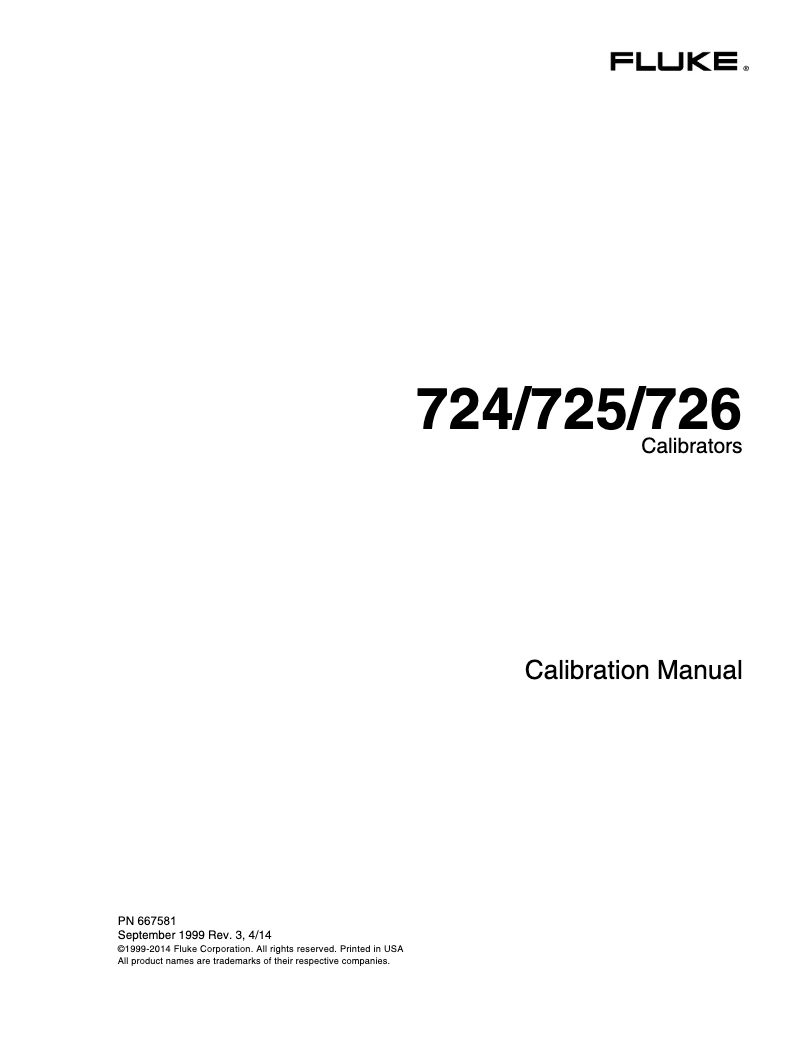 Page 1 of the manual User Manual Fluke 726