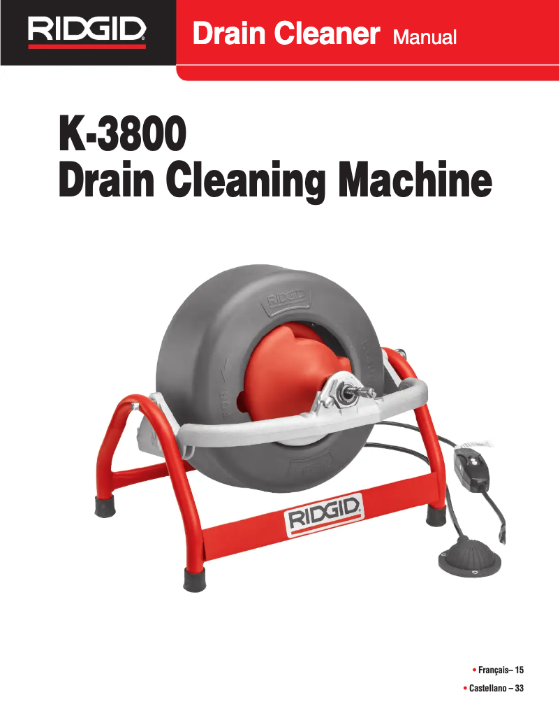 Page 1 de la notice Manuel utilisateur Ridgid K-3800