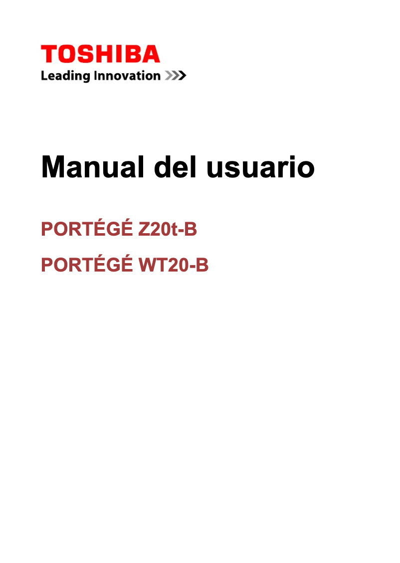 Page 1 de la notice Manuel utilisateur Toshiba Portégé Z20t-B