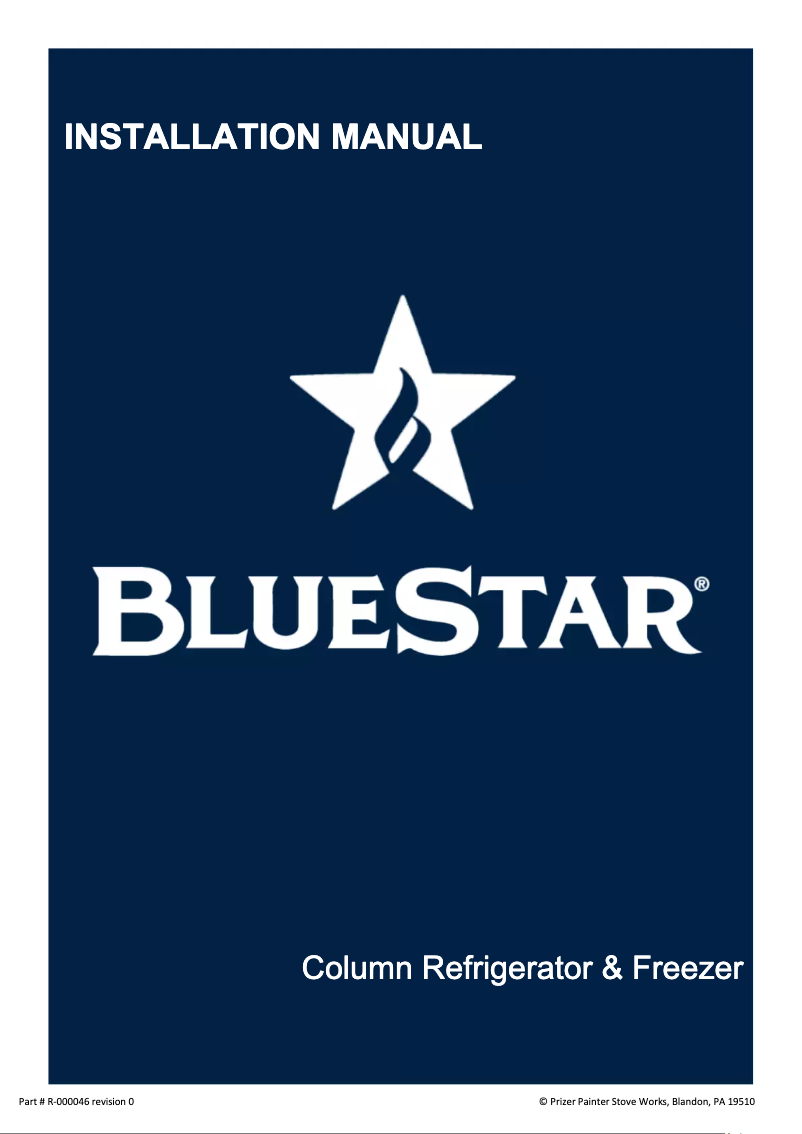 Página 1 del manual Guía de instalación BlueStar BIFP30L0