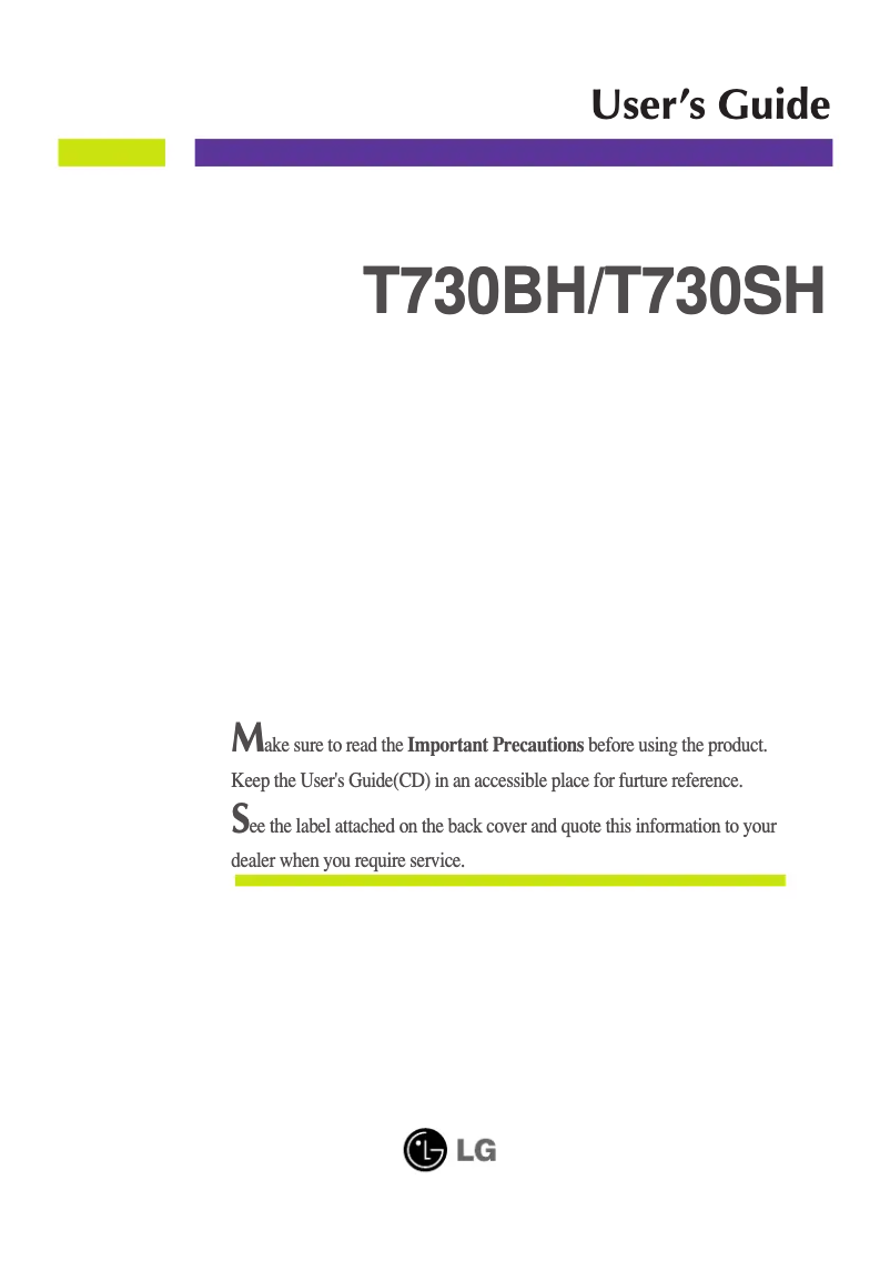 Page 1 of the manual User Manual LG T730SHMK