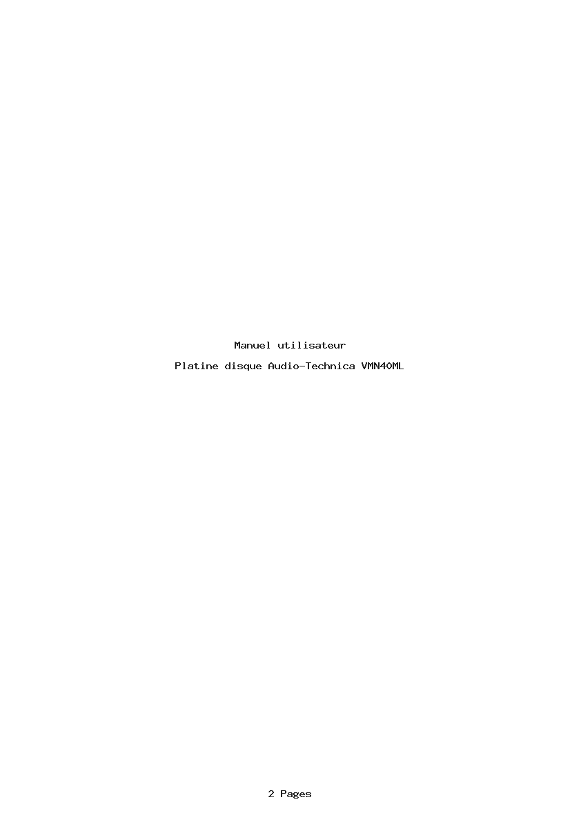 Page 1 de la notice Manuel utilisateur Audio-Technica VMN40ML