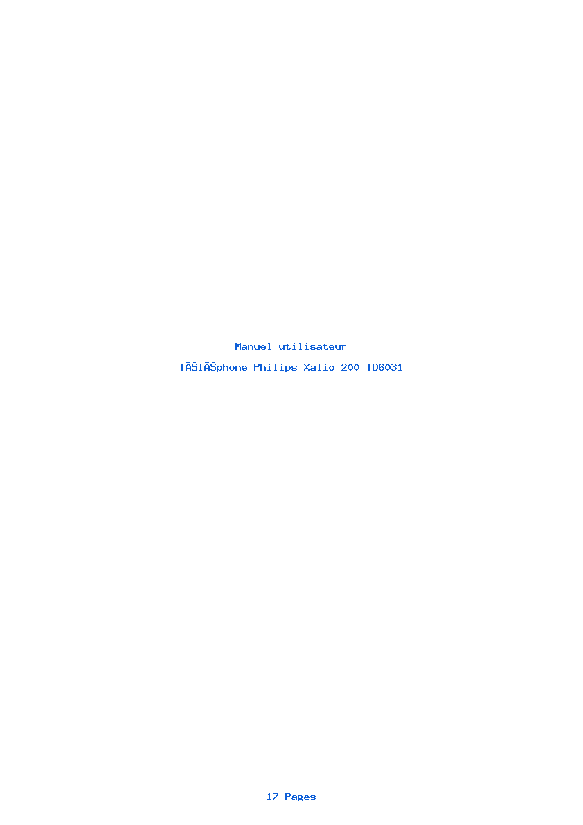 Page 1 de la notice Manuel utilisateur Philips Xalio 200 TD6031