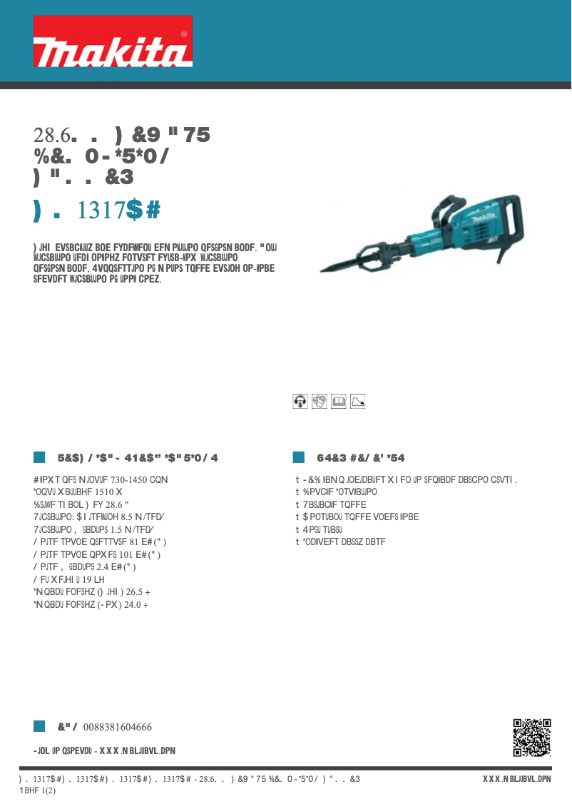 Page 1 de la notice Fiche technique Makita HM1317CB