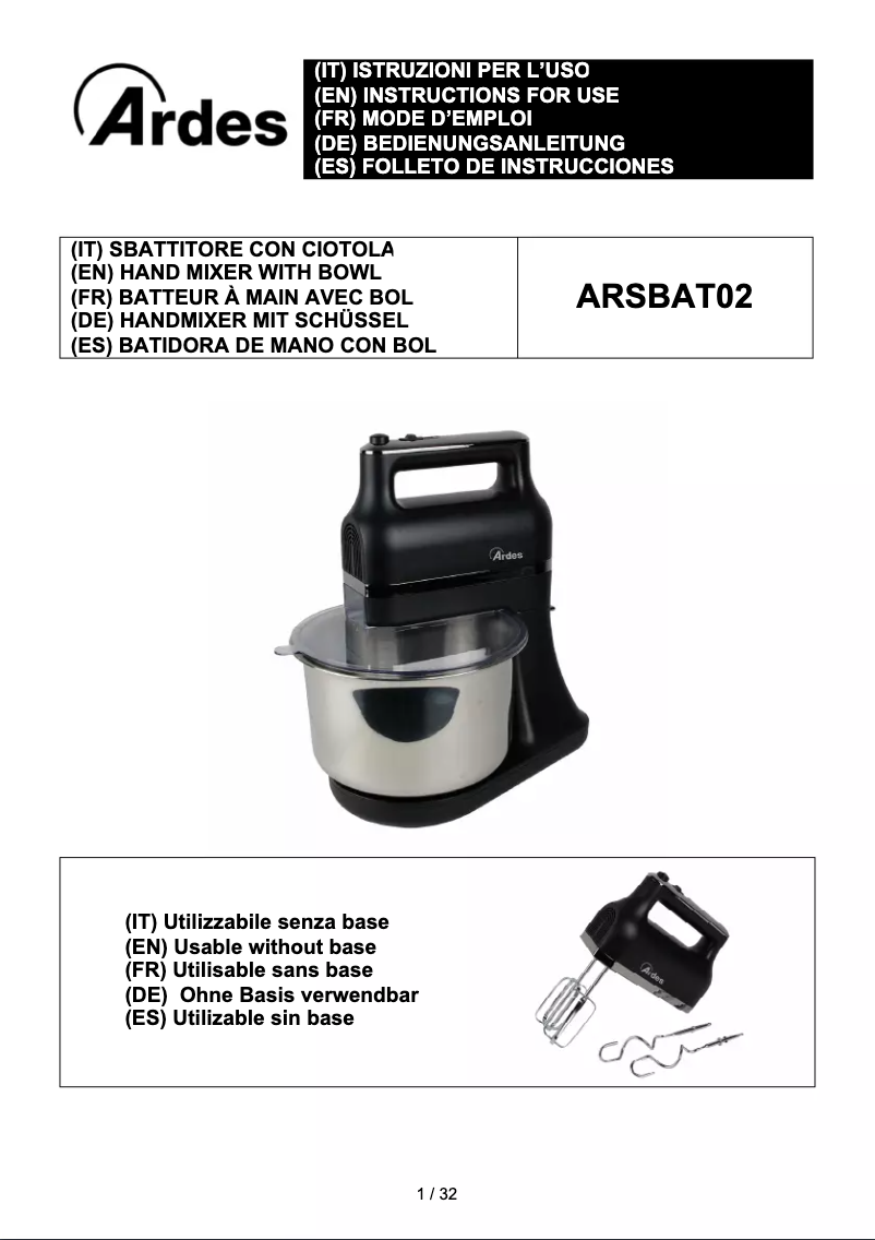 Page 1 de la notice Manuel utilisateur Ardes Saturnium ARSBAT02