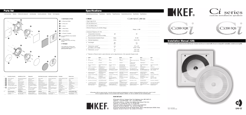 Page 1 of the manual User Manual KEF Ci200.3QS