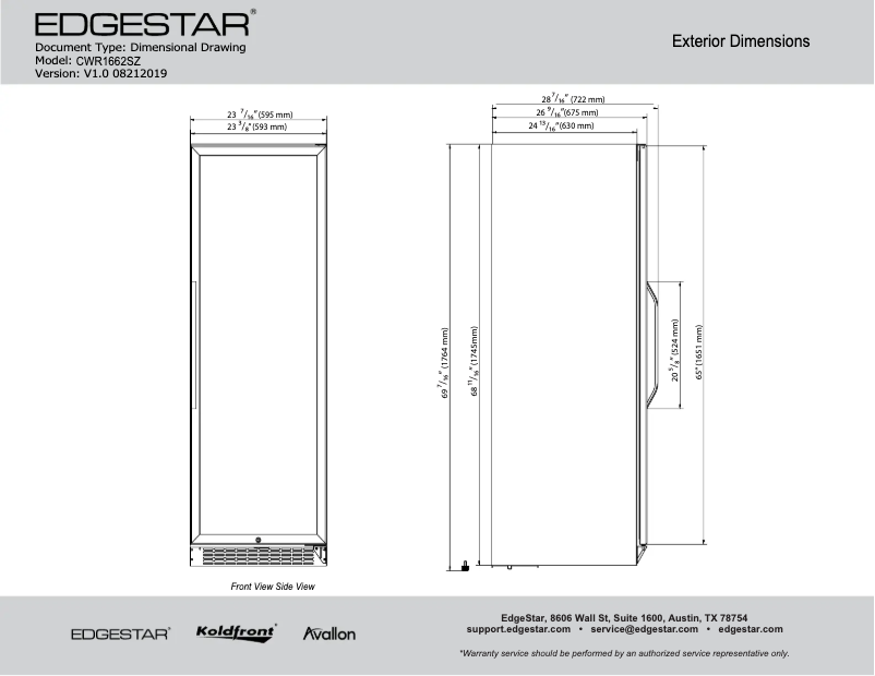 Page 1 de la notice Fiche technique EdgeStar CWR1662SZ