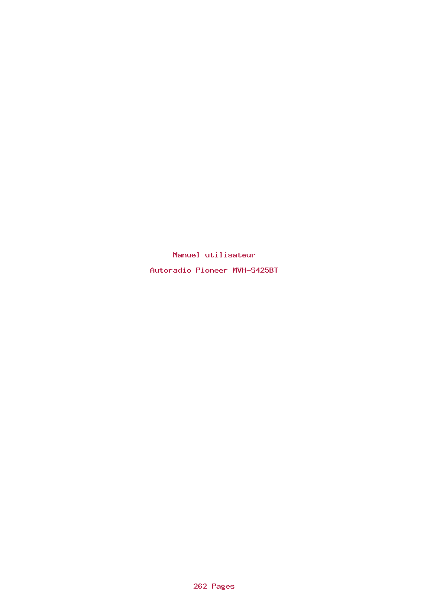 Page 1 de la notice Manuel utilisateur Pioneer MVH-S425BT
