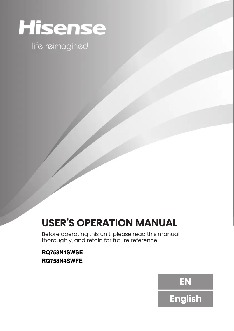 Page 1 de la notice Manuel utilisateur Hisense RQ758N4SWFE