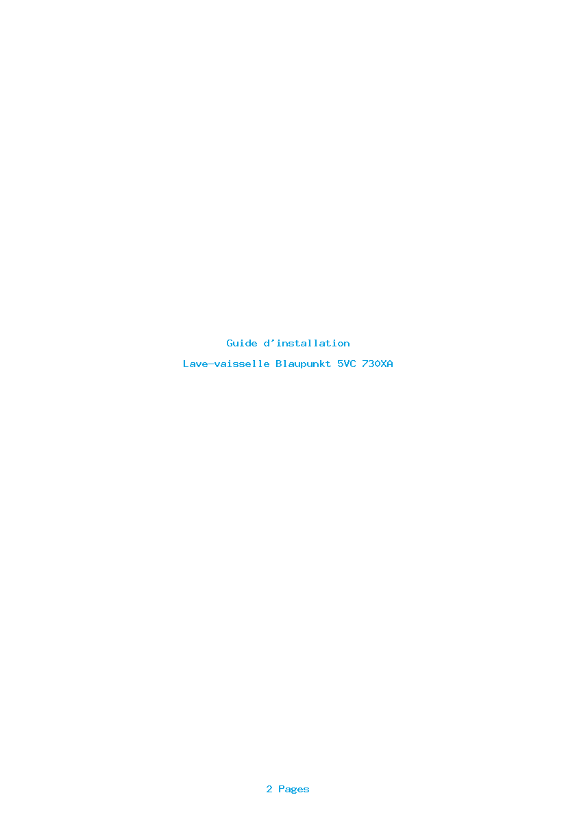 Page 1 de la notice Guide d'installation Blaupunkt 5VC 730XA
