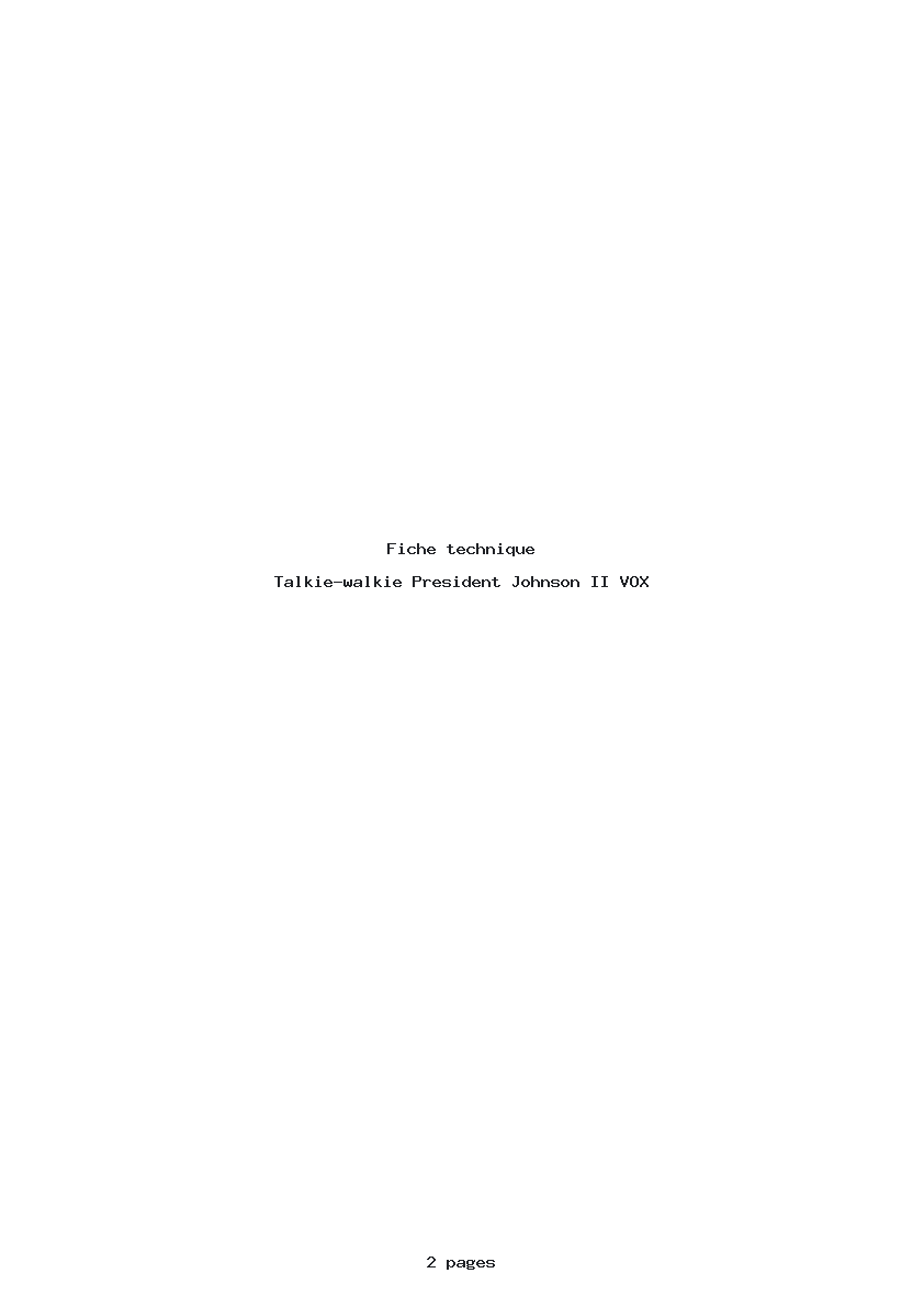 Page 1 de la notice Fiche technique President Johnson II VOX