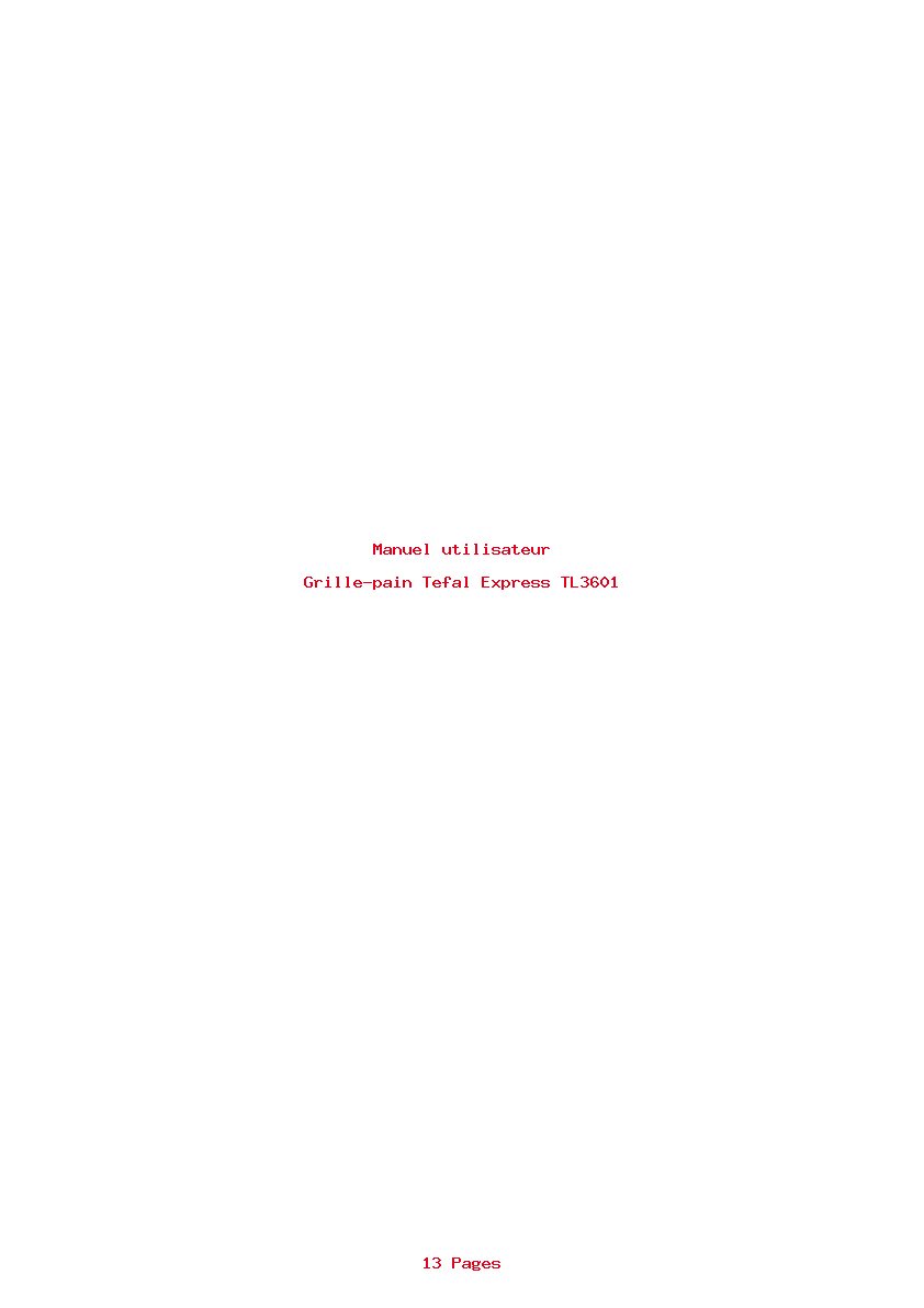 Page 1 de la notice Manuel utilisateur Tefal Express TL3601