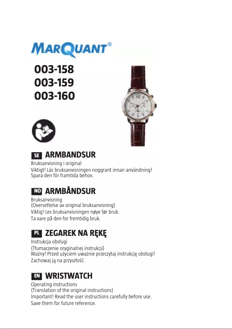 Page 1 of the manual User Manual Marquant 003-159