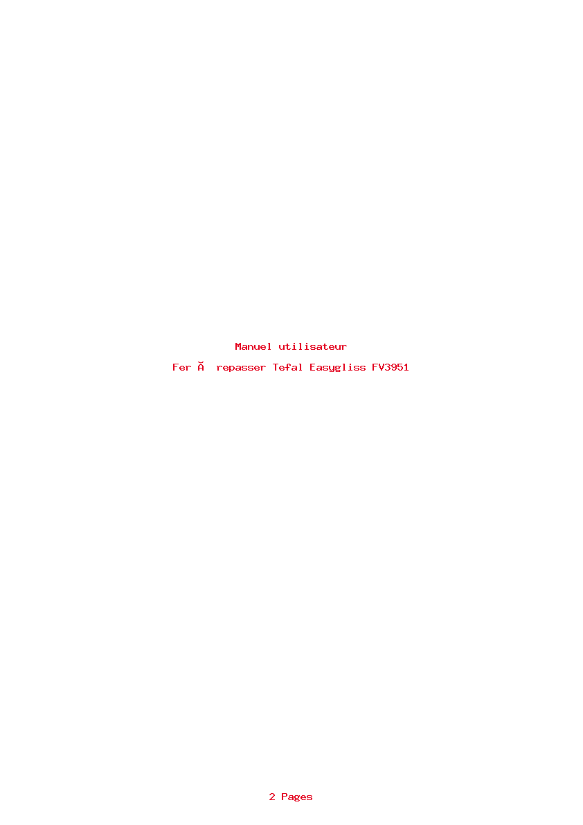 Page 1 de la notice Manuel utilisateur Tefal Easygliss FV3951