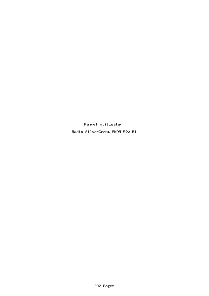 Page 1 de la notice Manuel utilisateur SilverCrest SWDR 500 B1