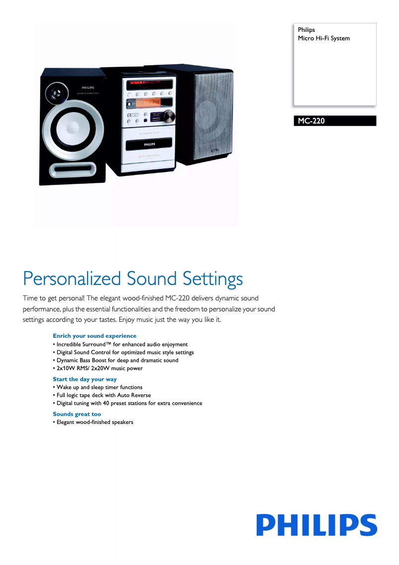 Page n°1 - Brochure Philips MC-220