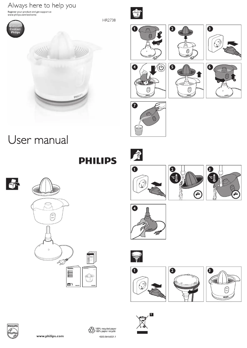 Page 1 de la notice Manuel utilisateur Philips Daily Collection HR2738