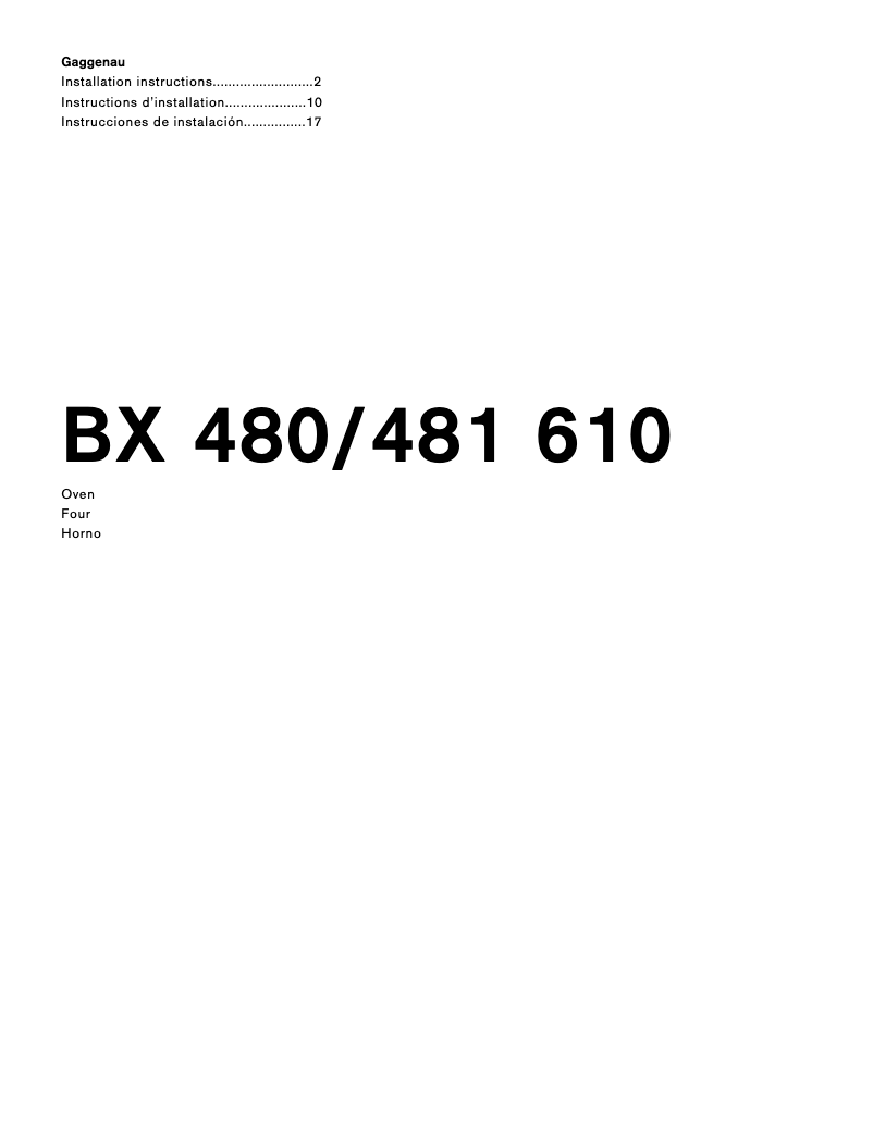 Page 1 de la notice Guide d'installation Gaggenau BX480611