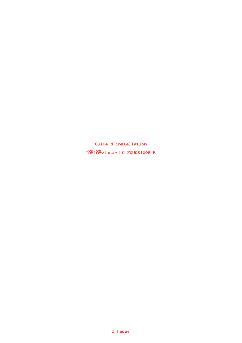 Page 1 de la notice Guide d'installation LG 70UQ81006LB