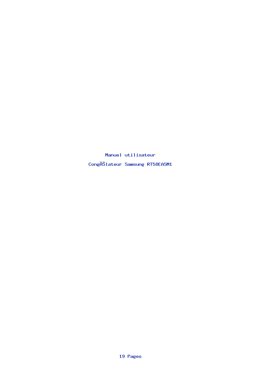 Page 1 de la notice Manuel utilisateur Samsung RT58EASM1