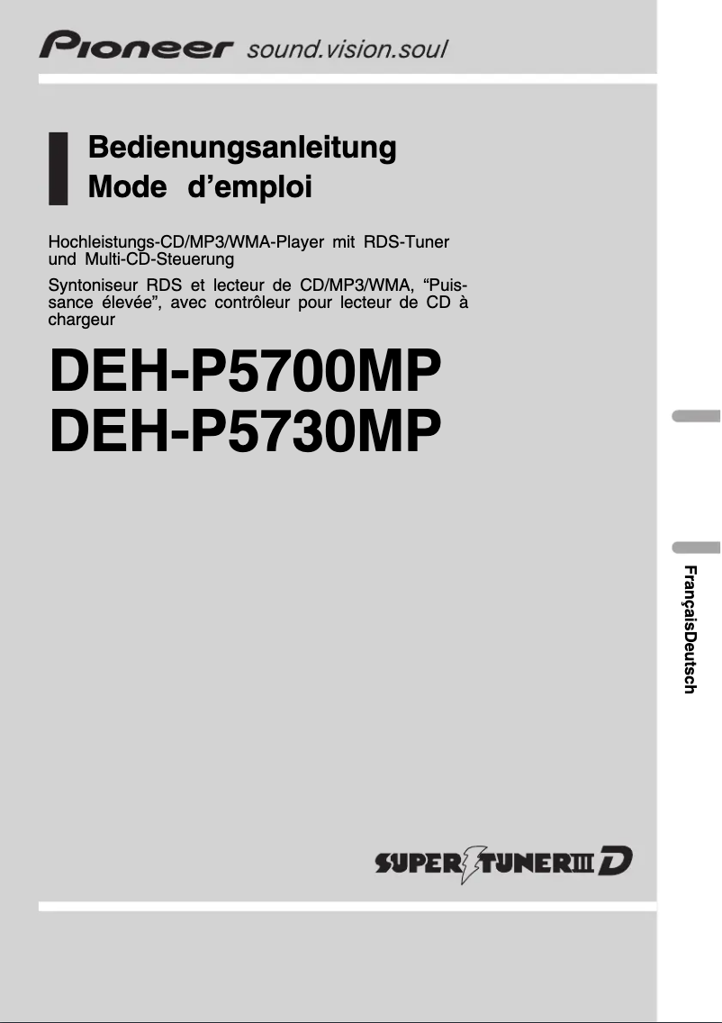 Page 1 de la notice Manuel utilisateur Pioneer DEH-P5730MP