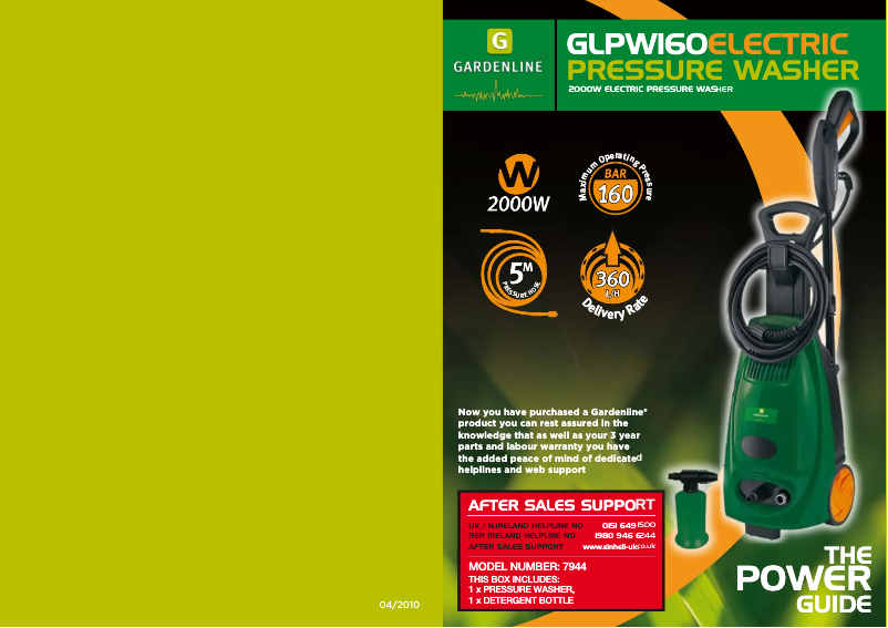 Page 1 de la notice Manuel utilisateur Gardenline GLPW 160