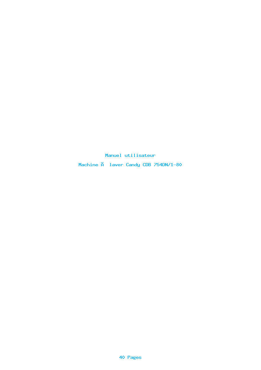 Page 1 de la notice Manuel utilisateur Candy CDB 754DN/1-80