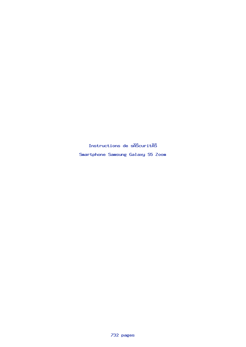 Page 1 de la notice Instructions de sécurité Samsung Galaxy S5 Zoom