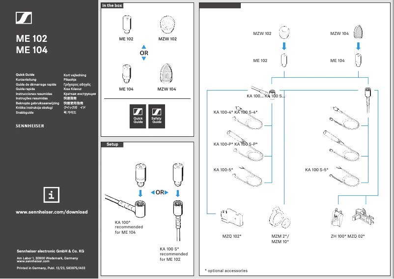 Page 1 de la notice Manuel utilisateur Sennheiser MEB 104-L B