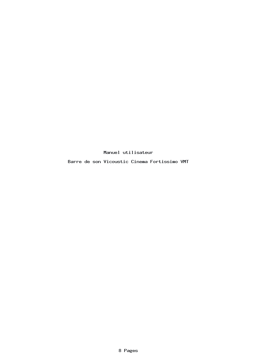Page 1 de la notice Manuel utilisateur Vicoustic Cinema Fortissimo VMT