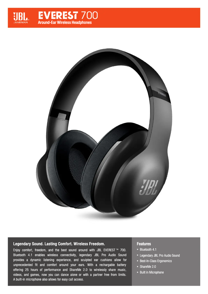 Page 1 de la notice Fiche technique JBL Everest 700
