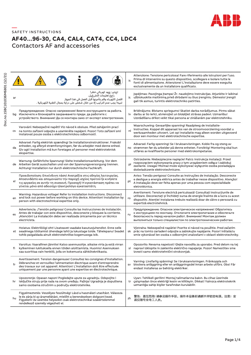 Page 1 de la notice Manuel utilisateur ABB AF96-30-22-41