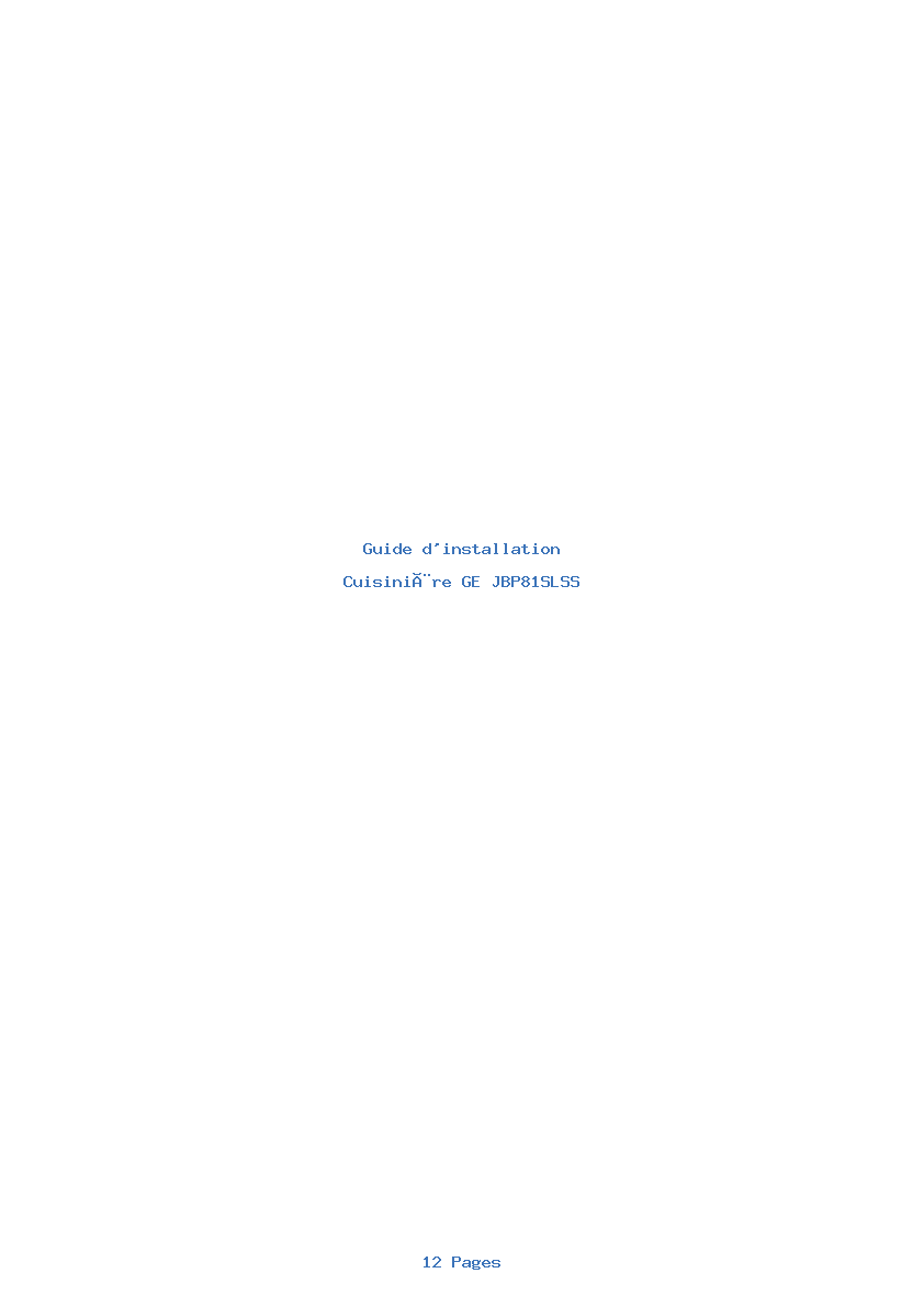 Page 1 de la notice Guide d'installation GE JBP81SLSS