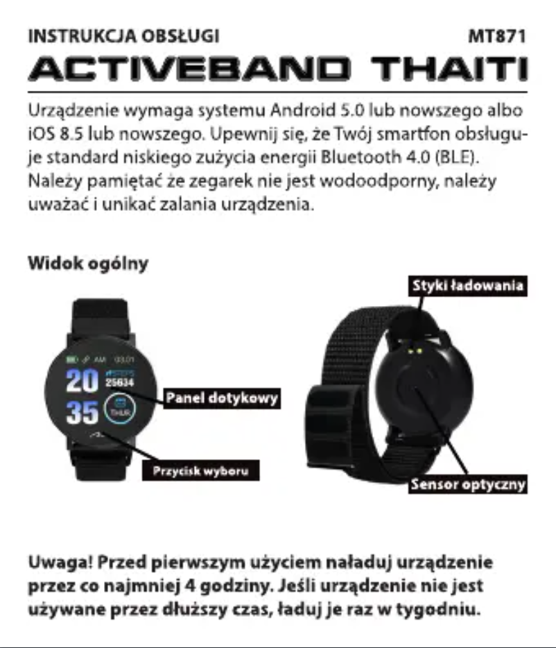 Page 1 de la notice Manuel utilisateur Media-Tech Activeband Thaiti MT871
