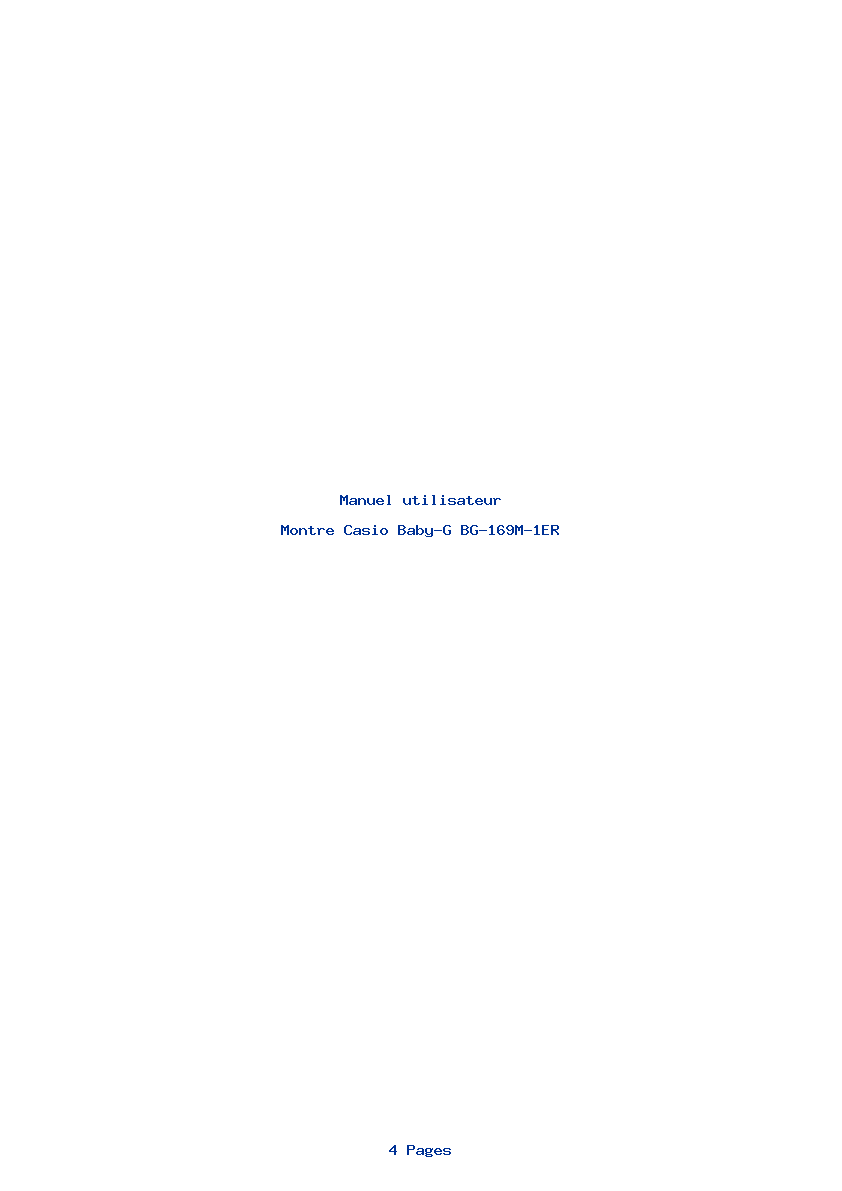 Page 1 de la notice Manuel utilisateur Casio Baby-G BG-169M-1ER