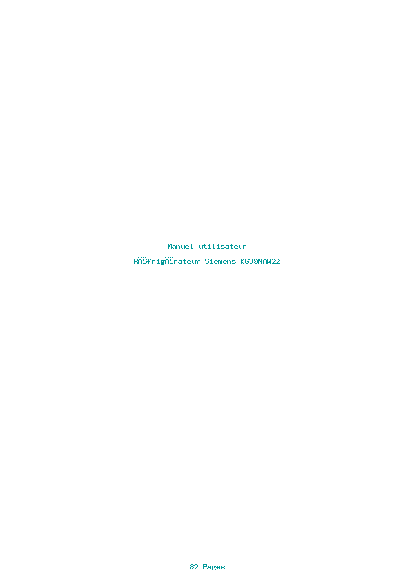 Page 1 de la notice Manuel utilisateur Siemens KG39NAW22