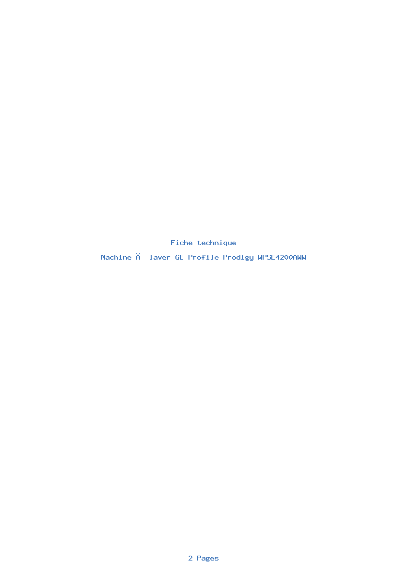 Image de la première page du manuel de l'appareil Profile Prodigy WPSE4200AWW