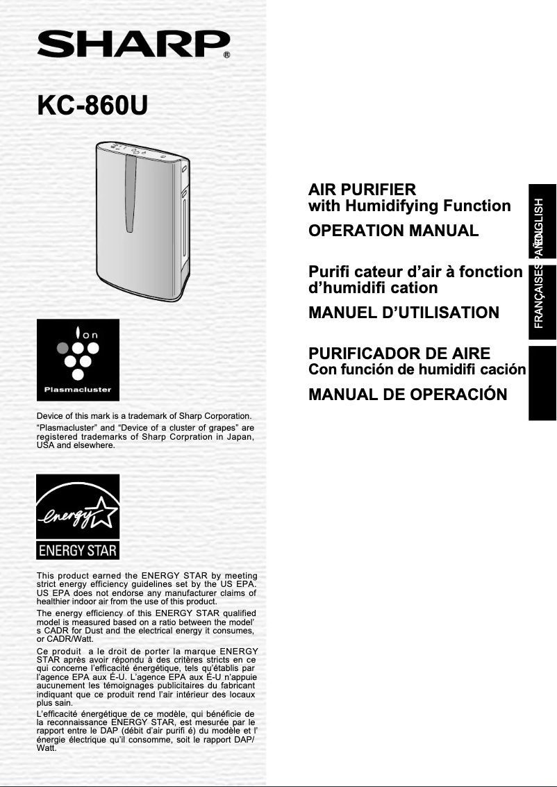 Page 1 de la notice Manuel utilisateur Sharp KC-860U