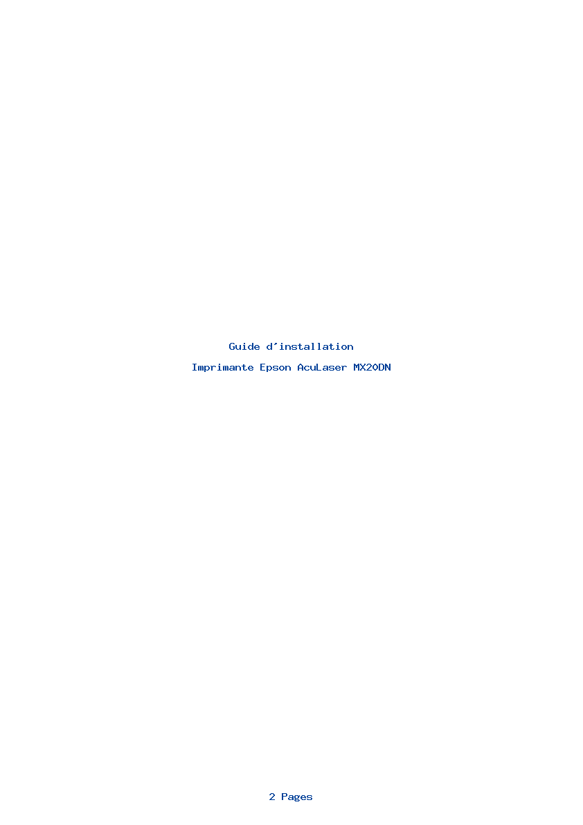 Page 1 de la notice Guide d'installation Epson AcuLaser MX20DN