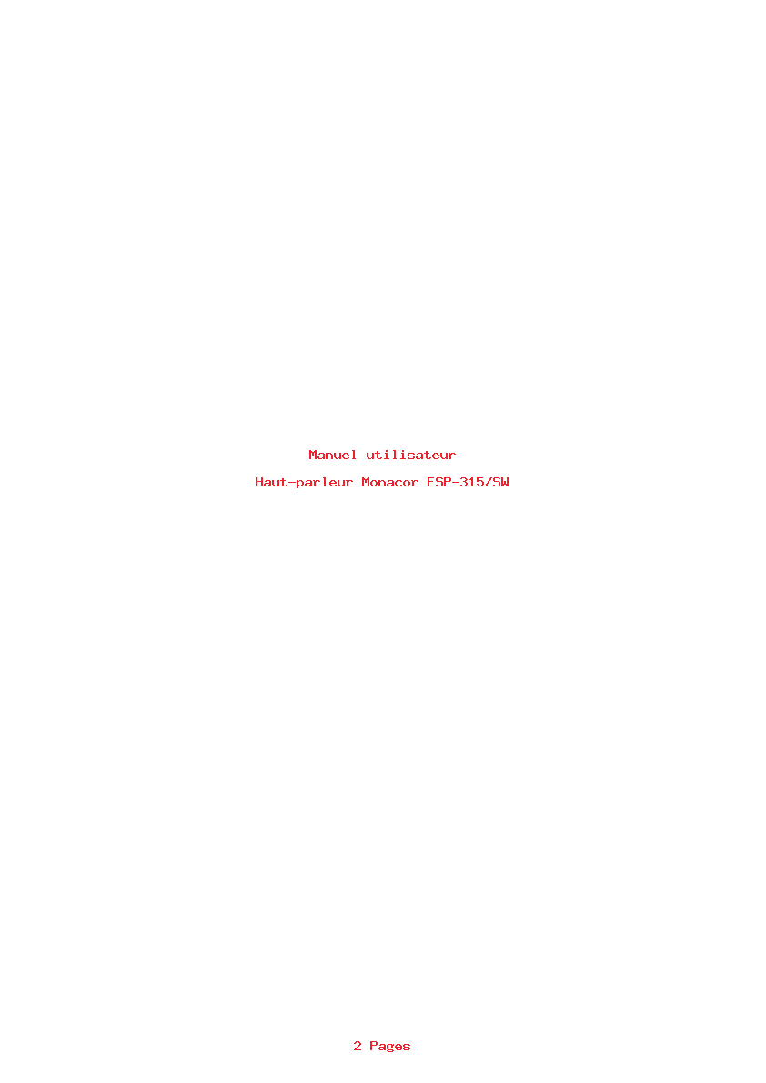 Page 1 de la notice Manuel utilisateur Monacor ESP-315/SW