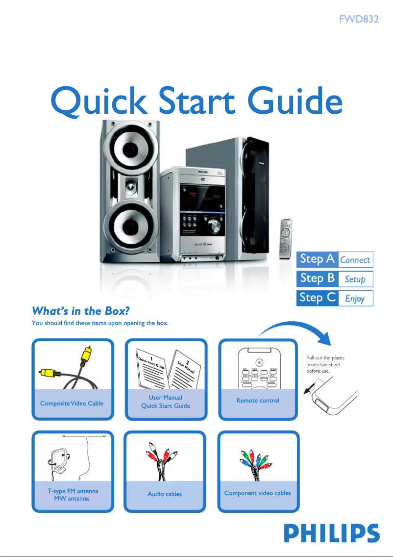Página 1 del manual Guía de inicio rápido Philips FWD832