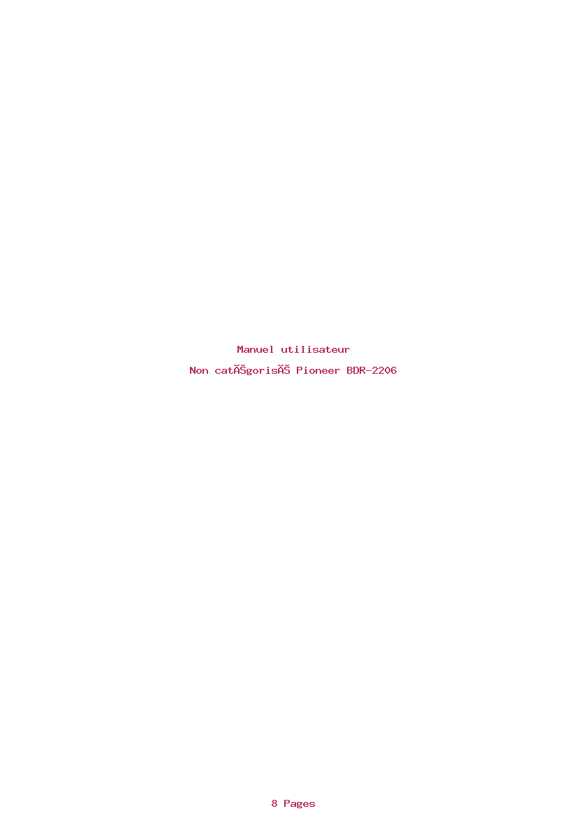 Page 1 de la notice Manuel utilisateur Pioneer BDR-2206