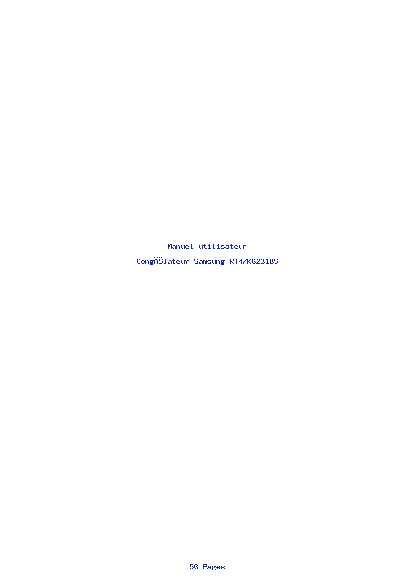 Page 1 de la notice Manuel utilisateur Samsung RT47K6231BS