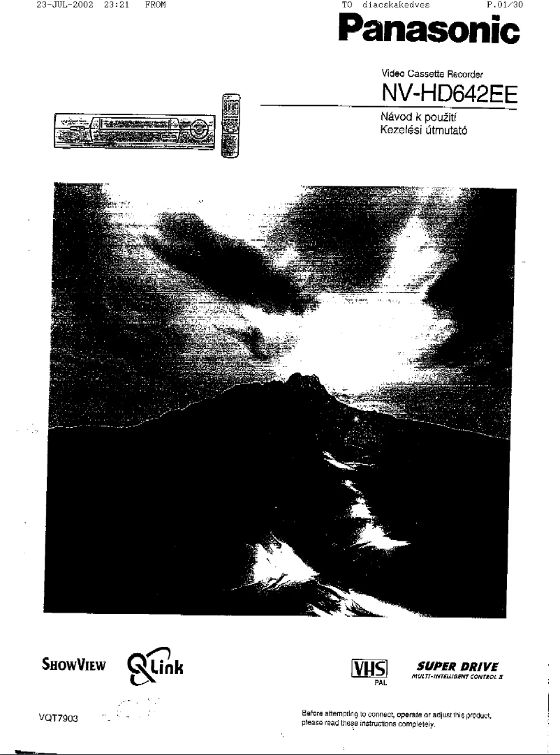 Page 1 de la notice Manuel utilisateur Panasonic NV-HD642EE
